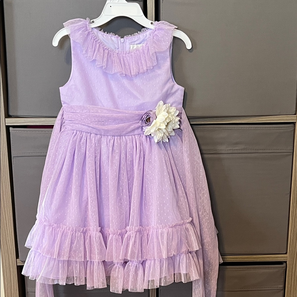 Rare Editions Lilac Ruffled Kids Dress